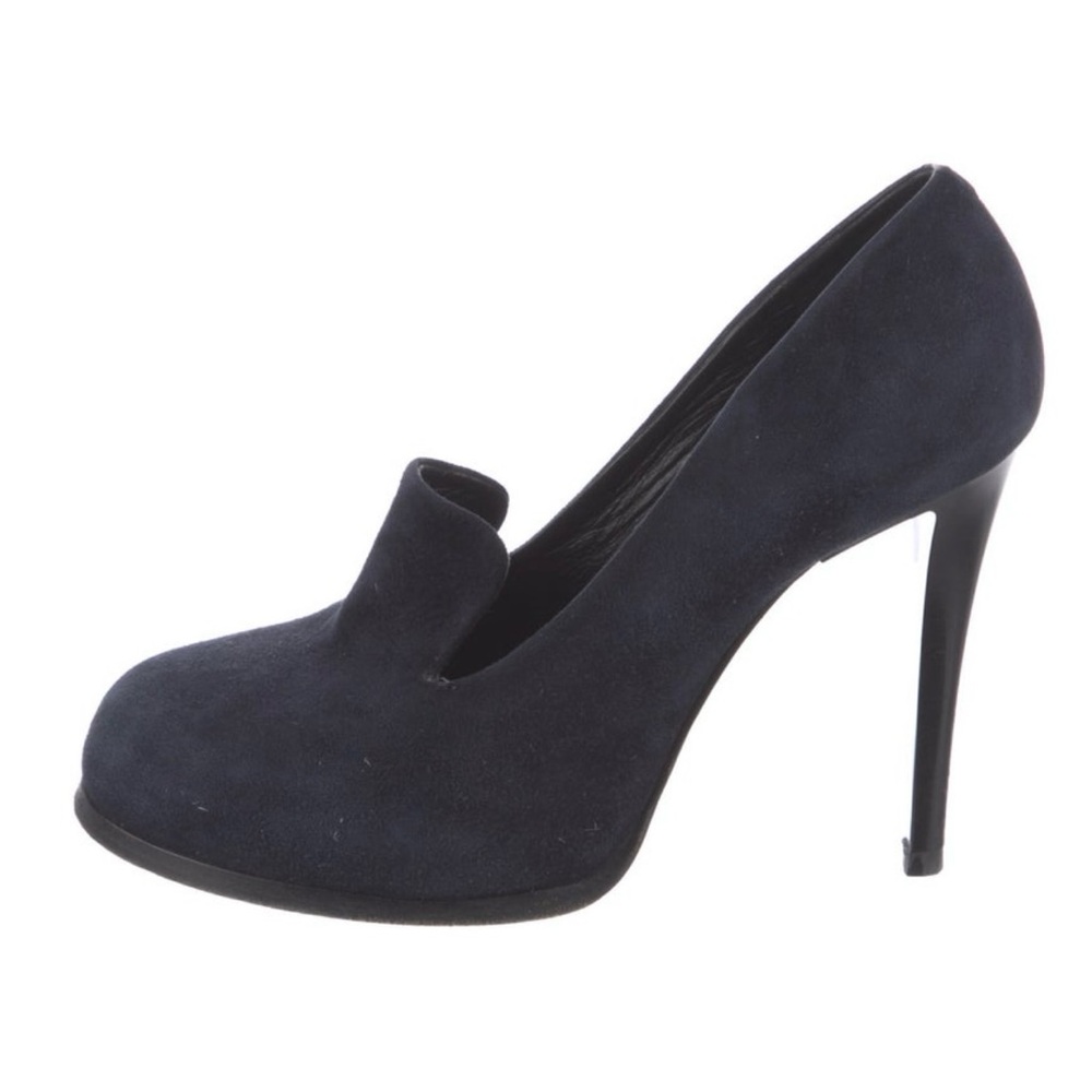 Jil Sander Navy Suede Pumps / Heels IT 38.5 / Minimalist Designer Stiletto